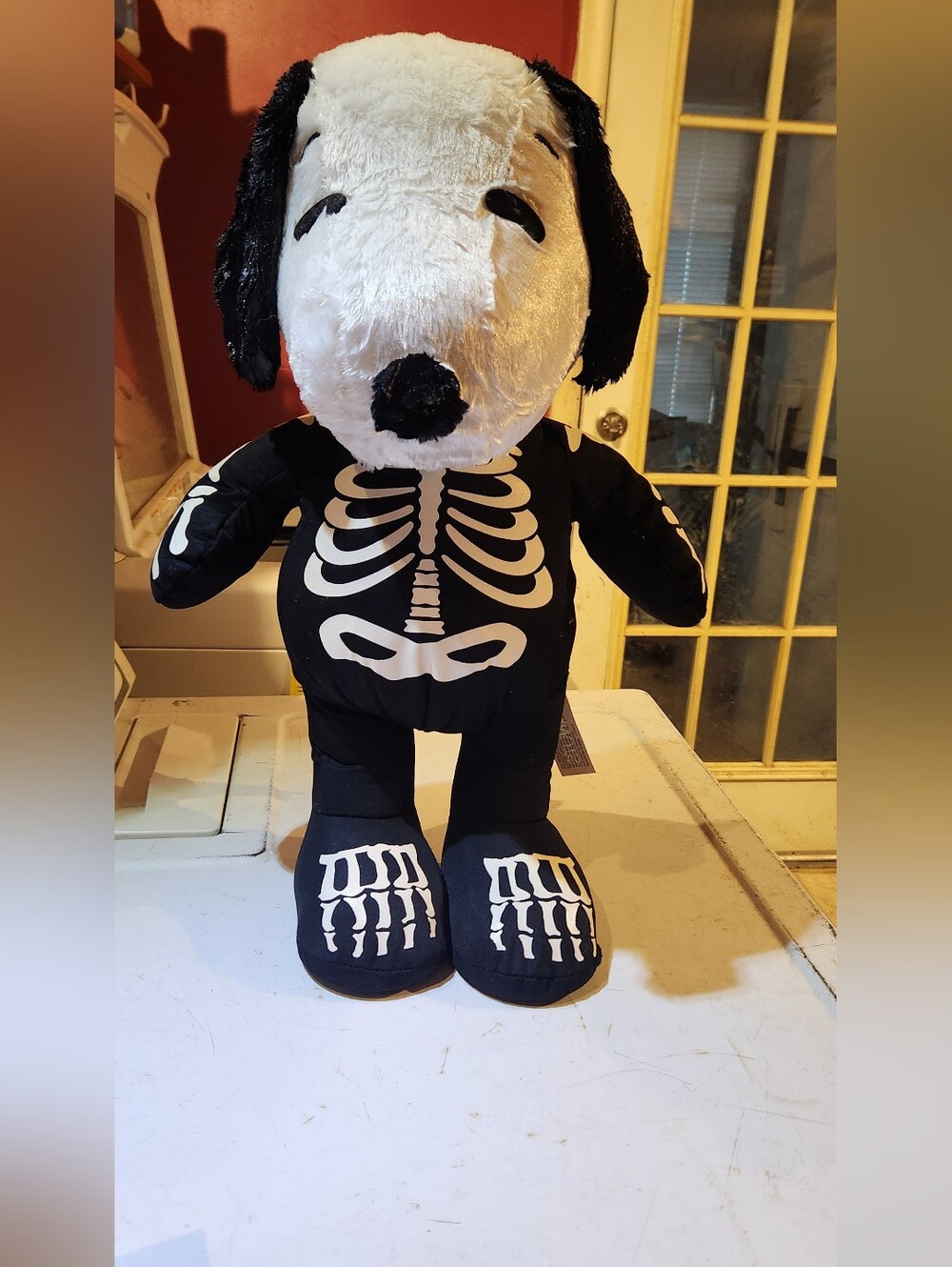 Snoopy Skeleton Stand Up Plush - Black & White